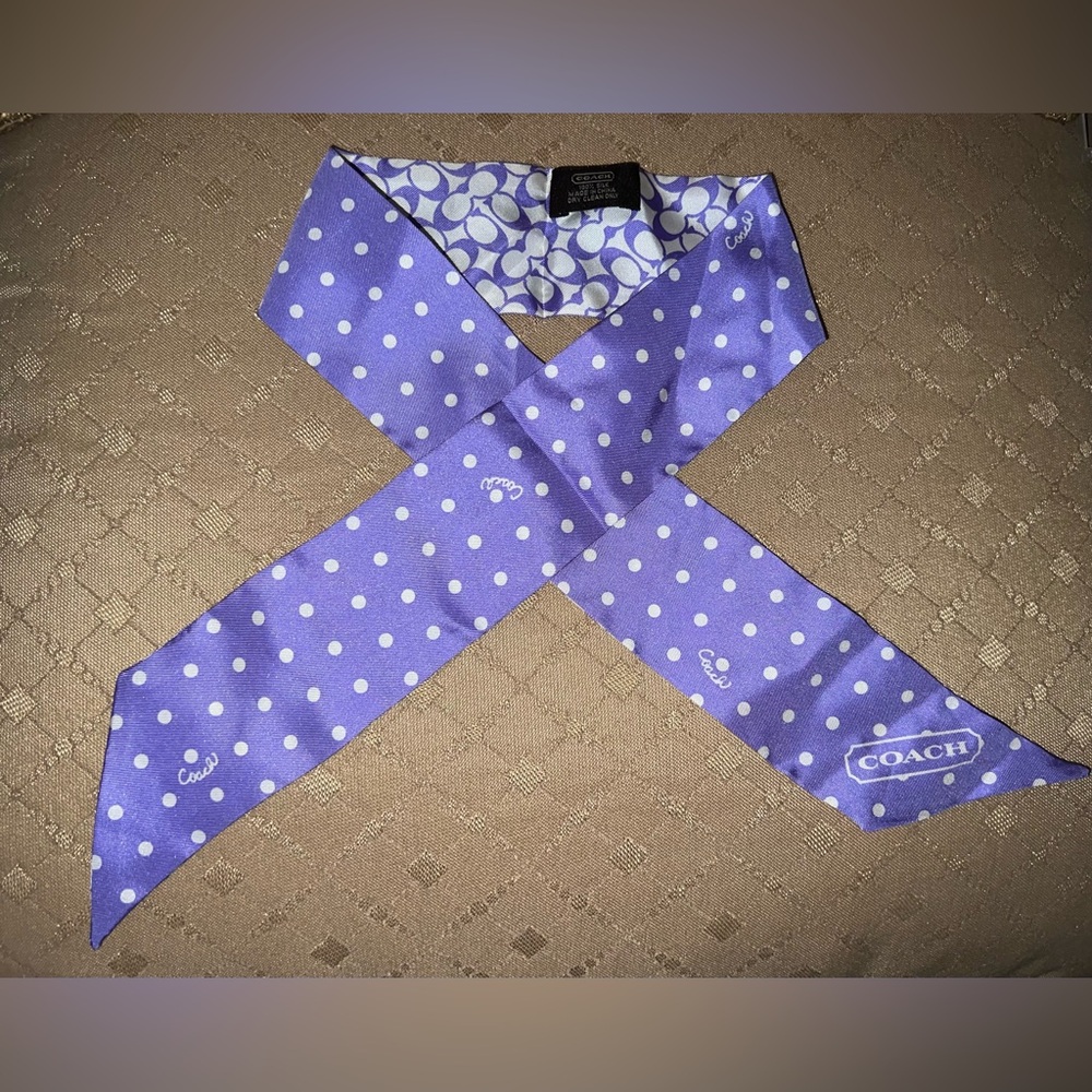 Coach Purple Polka Dot Scarf (Twilly)